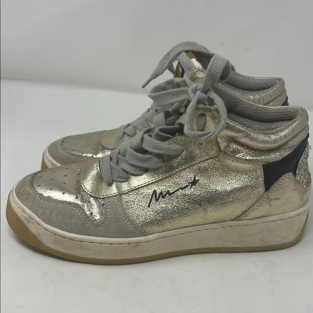 Meline Metallic High-Top Sneakers with Gray Laces Size 5.5
